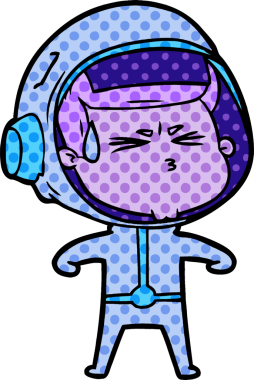 Çizgi film bir insan tarafından çizilmiş astronot.