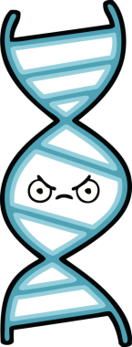 Bir insan tarafından çizilmiş DNA iplikçikli şirin bir çizgi film.