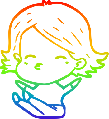 Gökkuşağı gradyan çizimi bir insan tarafından çizilmiş bir karikatür kadın