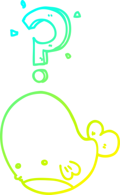 Bir insan tarafından çizilmiş kafası karışmış bir balinanın soğuk çizgi çizimi.