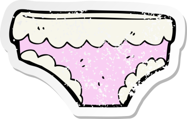 Bir insanın çizdiği karikatür külotunun gerilimli retro etiketi.