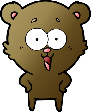 Bir insan tarafından çizilmiş gülen oyuncak ayı çizgi filmi.