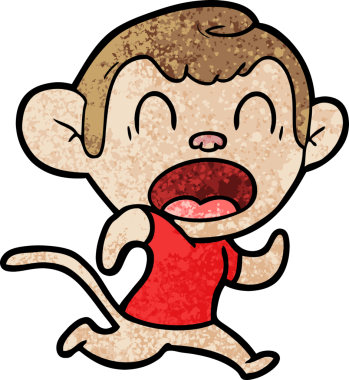 Bir insan tarafından çizilmiş bağıran çizgi film maymunu