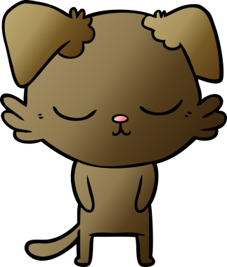 Bir insan tarafından çizilmiş şirin bir çizgi film köpeği.