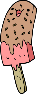 Bir insan tarafından çizilmiş şirin, mutlu bir çizgi film.