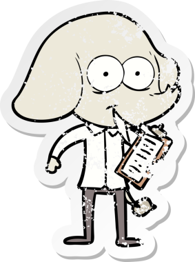 Bir insan tarafından çizilmiş mutlu bir filin sıkıntılı çıkartması.