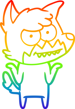 Bir insan tarafından çizilmiş sırıtan tilki çizgi çizimi.