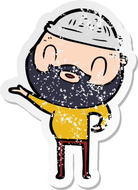 Bir insan tarafından çizilmiş sakallı bir adamın sıkıntılı çıkartması.