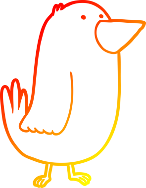 Bir insan tarafından çizilmiş çizgi film kuşunun sıcak gradyan çizimi