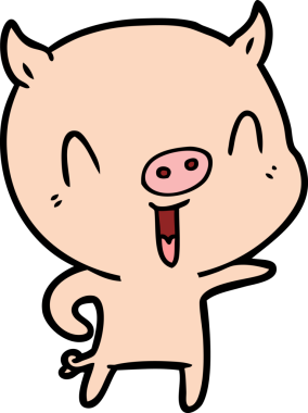 Bir insan tarafından çizilmiş mutlu çizgi film domuzu.
