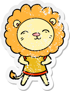 Bir insan tarafından çizilmiş karikatür aslanının sıkıntılı çıkartması.