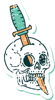 Bir insan tarafından çizilmiş bir kafatasının sembolik dövmeli görüntüsü.