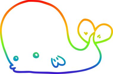 gökkuşağı gradyan çizgisi bir insan tarafından çizilmiş bir karikatür balinası