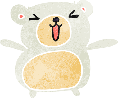 Eski çizgi film illüstrasyonu Kawaii bir insan tarafından çizilmiş sevimli oyuncak ayı.