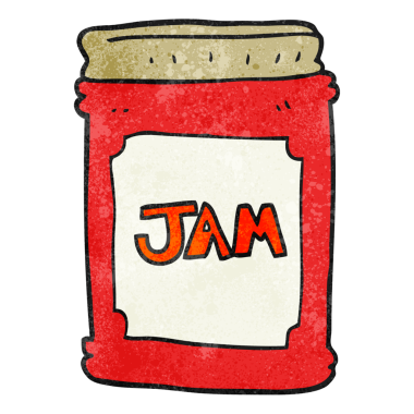 Bir insan tarafından çizilmiş el yapımı çizgi film reçel kavanozu.