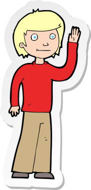 Bir insan tarafından çizilmiş, karikatür dostu bir çocuğun çıkartması.