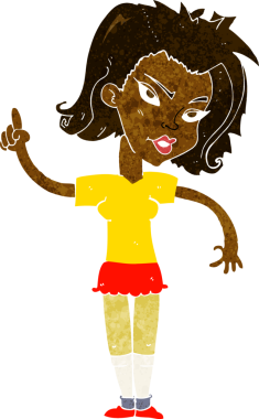 Bir insan tarafından çizilmiş bir fikri olan karikatür kadın.