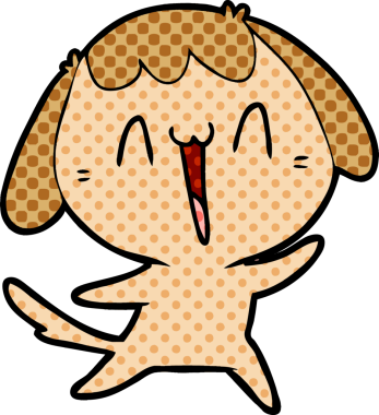 Bir insan tarafından çizilmiş şirin bir çizgi film köpeği.