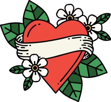 Bir insan tarafından çizilmiş geleneksel kalp ve bayrak şeklinde dövme.