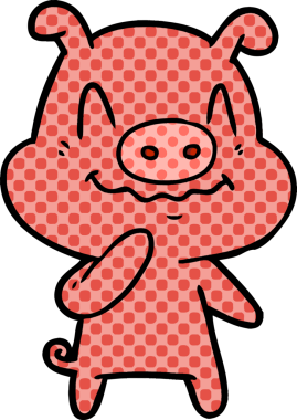 Bir insan tarafından çizilmiş sinirli çizgi film domuzu.