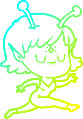 Bir insan tarafından çizilmiş soğuk hava çizgisi uzaylı bir kızın çizimi.