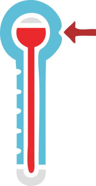 Bir insan tarafından çizilmiş cam termometrenin düz renk retro karikatürü