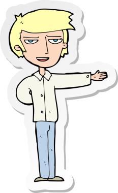 Bir insan tarafından çizilmiş bir karikatürcünün çıkartması.