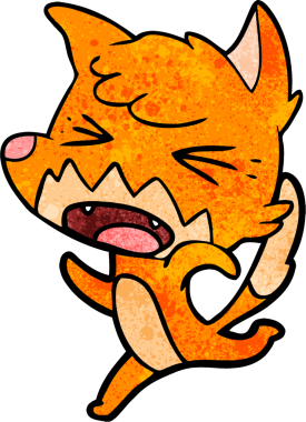 Bir insan tarafından çizilen kızgın tilki çizgi filmi