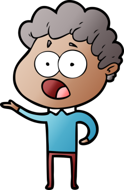 Bir insan tarafından çizilmiş bir karikatür adamı şaşkınlıkla nefes nefese kaldı.