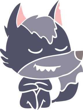 Bir insan tarafından çizilmiş düz renkli çizgi film kurdu.