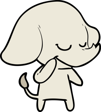 Bir insan tarafından çizilmiş gülümseyen bir fil.