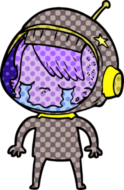 Bir insan tarafından çizilmiş ağlayan astronot kız.