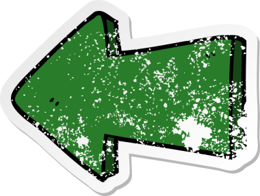 Bir insan tarafından çizilmiş ok şeklindeki karikatür çıkartması.