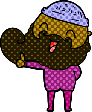 Bir insan tarafından çizilmiş mutlu sakallı adam.