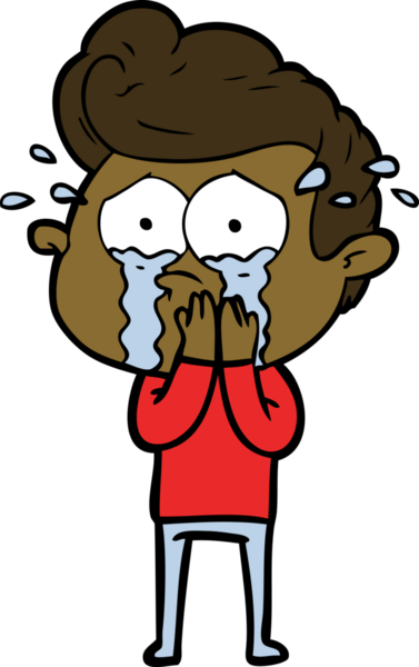 Bir insan tarafından çizilen endişeli, ağlayan adam.