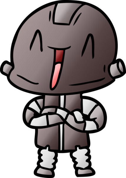 Bir insan tarafından çizilmiş çizgi film robotu