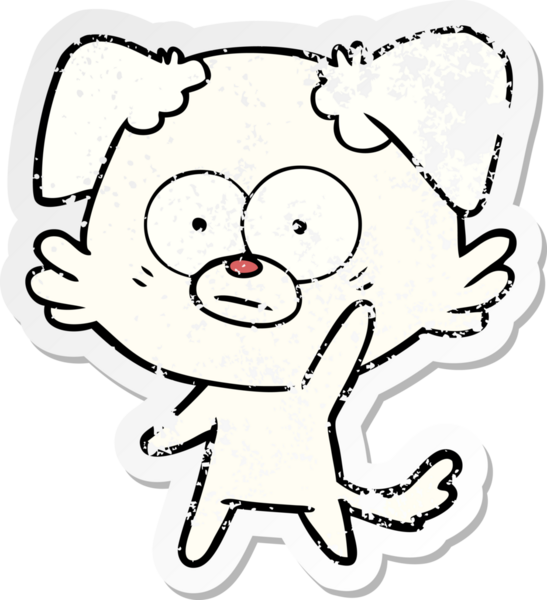 Sinirli bir köpek çizgi filminin insan tarafından çizilmiş bir çıkartması.