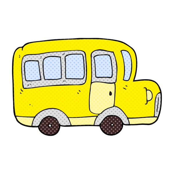 Bir insan tarafından çizilmiş sarı karikatür okul otobüsü