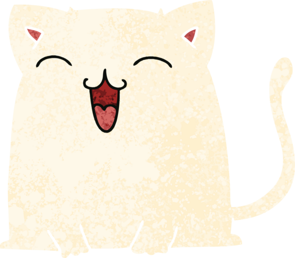 Bir insan tarafından çizilmiş eski çizim tarzı tuhaf çizgi film kedisi