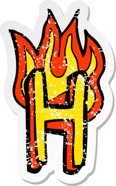 Bir insan tarafından çizilmiş yanan bir karikatürün gerilimli yapıştırması.