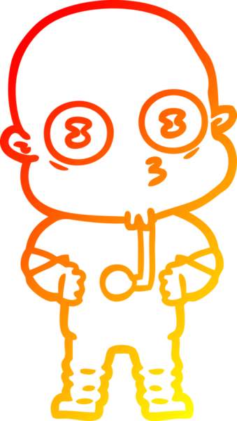 Bir insan tarafından çizilmiş garip kel bir uzay adamının sıcak çizgi çizimi