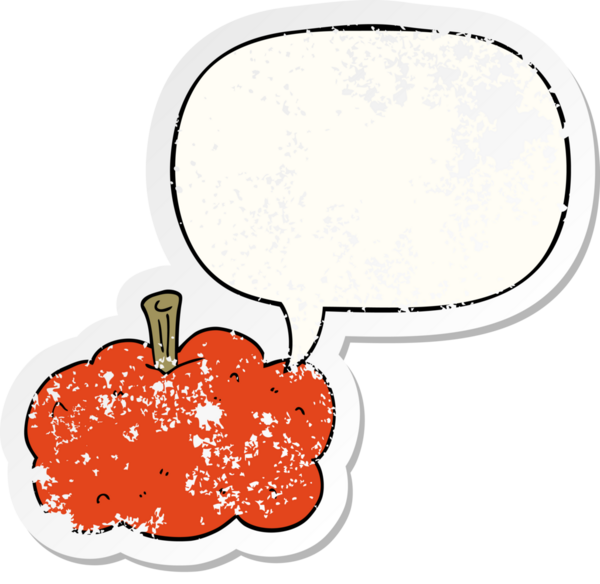 Konuşan balkabağı bir insan tarafından çizilmiş sıkıntılı eski bir çıkartma