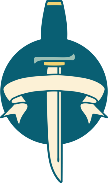 bir insan tarafından çizilmiş bir hançer sancağıyla dövme tarzı simgesi