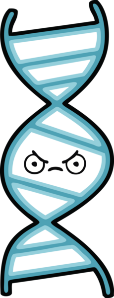 Bir insan tarafından çizilmiş DNA iplikçikli şirin bir çizgi film.