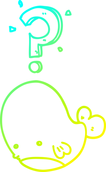 Bir insan tarafından çizilmiş kafası karışmış bir balinanın soğuk çizgi çizimi.