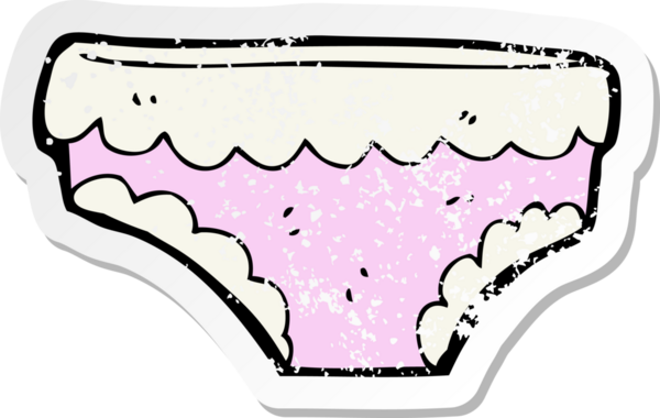 Bir insanın çizdiği karikatür külotunun gerilimli retro etiketi.