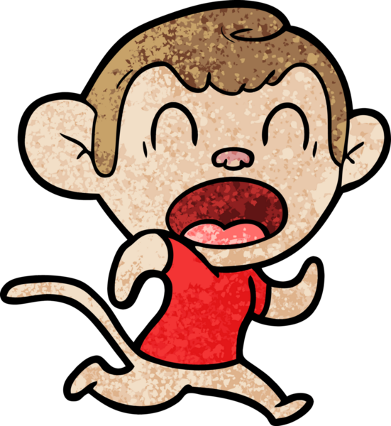 Bir insan tarafından çizilmiş bağıran çizgi film maymunu