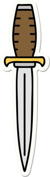 Bir insan tarafından çizilmiş geleneksel bir hançer stili dövme çıkartması.