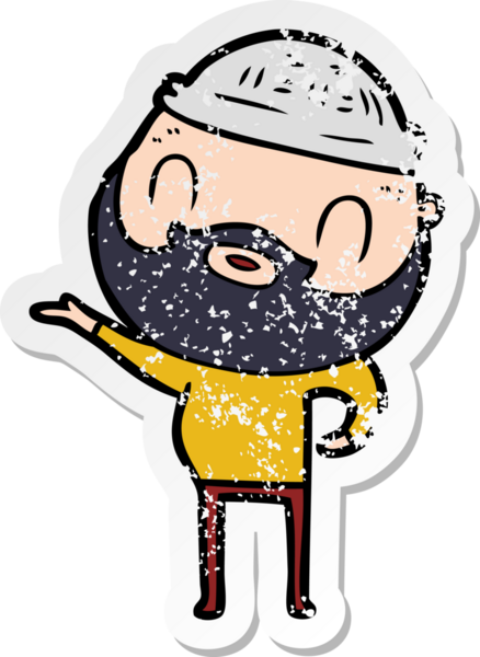 Bir insan tarafından çizilmiş sakallı bir adamın sıkıntılı çıkartması.