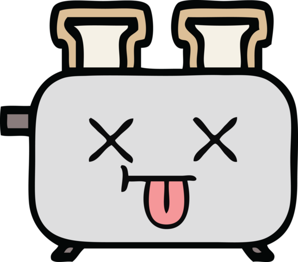 Bir insan tarafından çizilmiş bir tost makinesi karikatürü.